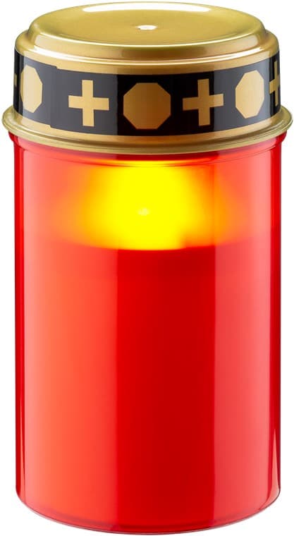 Lampe funéraire LED Goobay, rouge - avec un effet de scintillement réaliste, blanc chaud (3000 K), à piles (2x AA), pour une utilisation intérieure